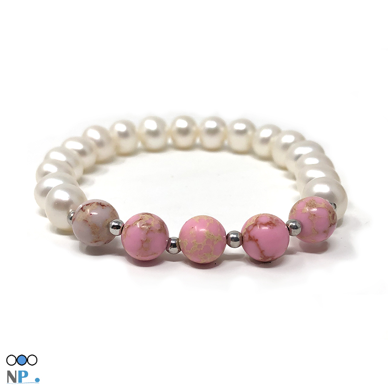 SANKAL Bracciale In Pietra Naturale Giada Verde – Perle 8 Mm Con Cinturino In Cotone Regolabile
