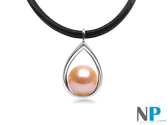 Pendente in argento 925 con perla DOLCEHADAMA colore naturale rosa pesca