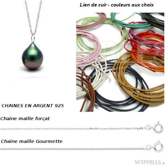 Pendente in argento rodiato con Perla di Tahiti Pendente in argento rodiato con Perla di Tahiti