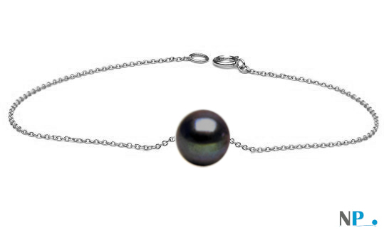 Braccialetto Argento 925 e perla Acqua Dolce nera