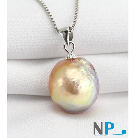 Pendente in argento con perla Soufflé multiriflesso