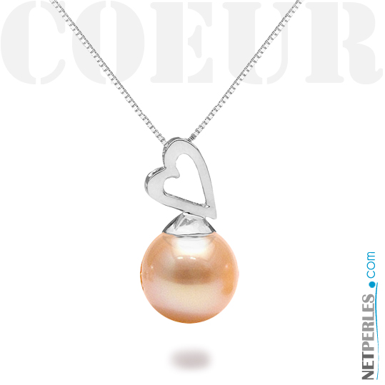 Pendente in argento 925 con perla d'acqua dolce rosa pesca  DOLCEHADAMA