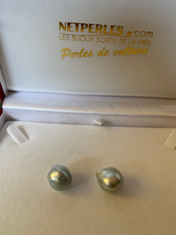 Perle di coltura Australiane Barocche blu argento 14-15 mm, perle rare!
