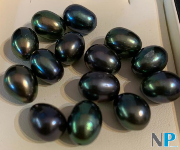 Perle barocche nere d'acqua dolce a forma ovale o a goccia