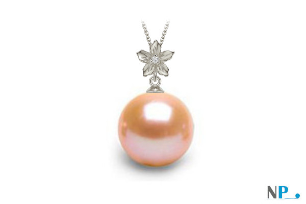 Pendentif avec perle d'eau douce Pêche DOUCEHADAMA  et un zirconium
