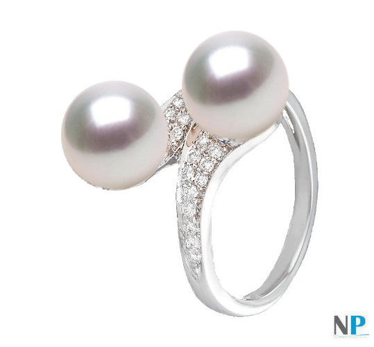 Anello You&Me, Oro bianco 18k con perle bianche dolcehadama 