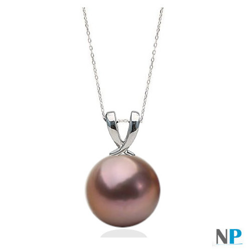 Pendente in Argento 925 con perla EDISON d'acqua dolce colore rosa lavanda intenso