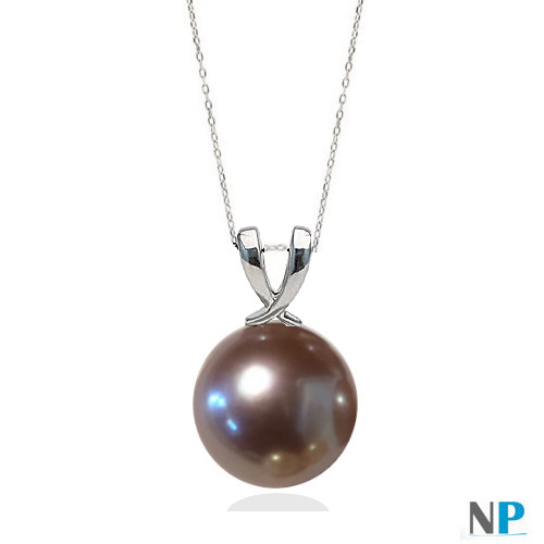 Pendente in Argento 925 con perla EDISON d'acqua dolce colore lavanda scuro