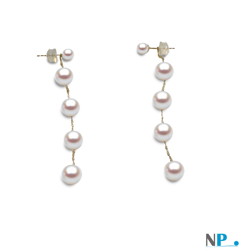 Realizzazione di gioielleria speciale per Orecchini con 5 perle coltivate d'Acqua Dolce su ogni orecchino,