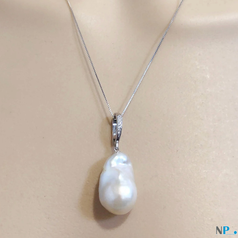 Pendente richiudibile e catenina in argento 925 40 cm Perla Soufflé d'acqua dolce