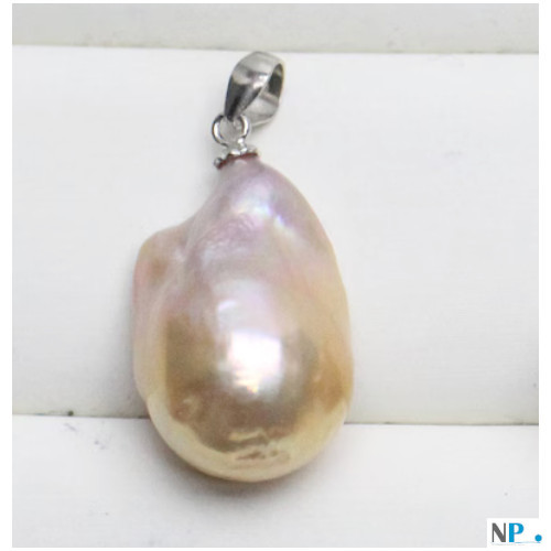 Pendente in argento con perla Soufflé rosa lavanda e pesca