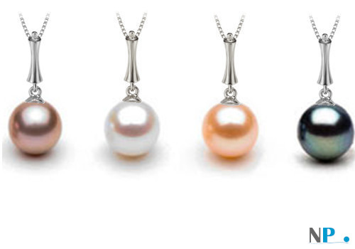 Pendente in oro 9k e perla coltivata nei 4 colori disponibili