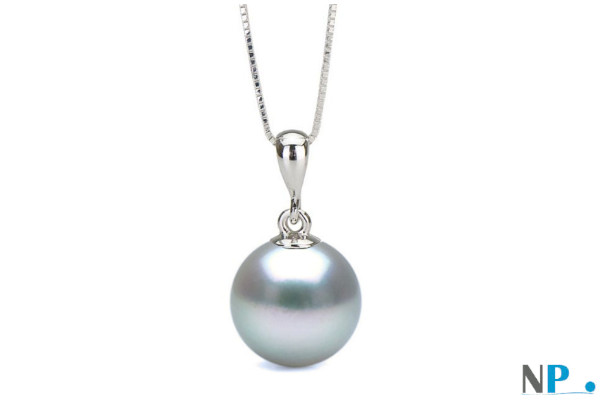 Pendente Swing in argento con perla Akoya blu AAA