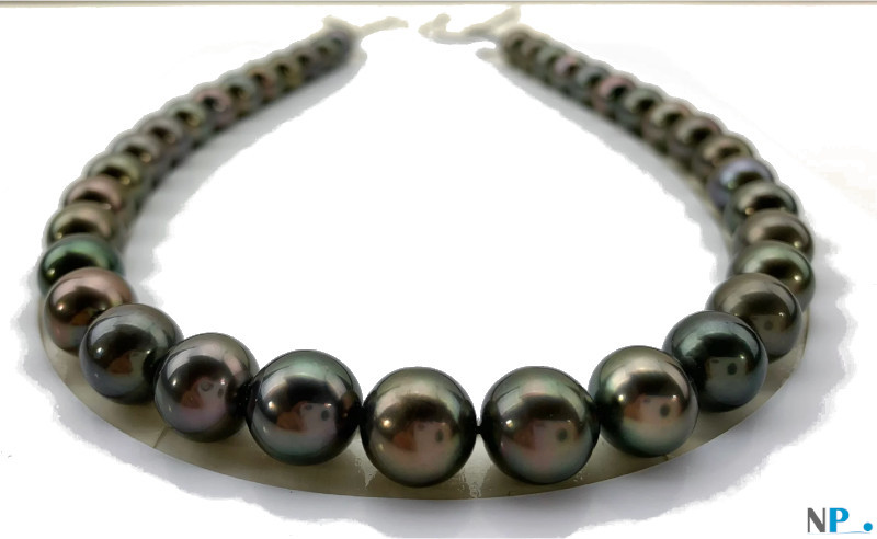Collana di perle di Tahiti quasi rotonde