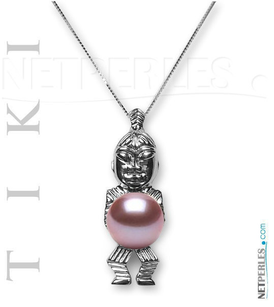 Ciondolo TIKI in Argento 925  con perla DOLCEHADAMA lavanda