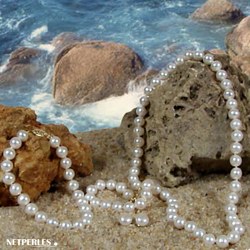 Parure 3 gioielli di perle di coltura d'acqua dolce 45/18 cm 7-8 mm bianche