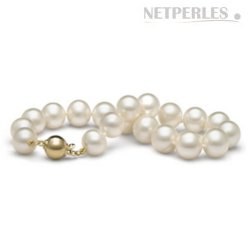 Braccialetto 18 cm di perle di coltura d'acqua dolce bianche da 9-10 mm