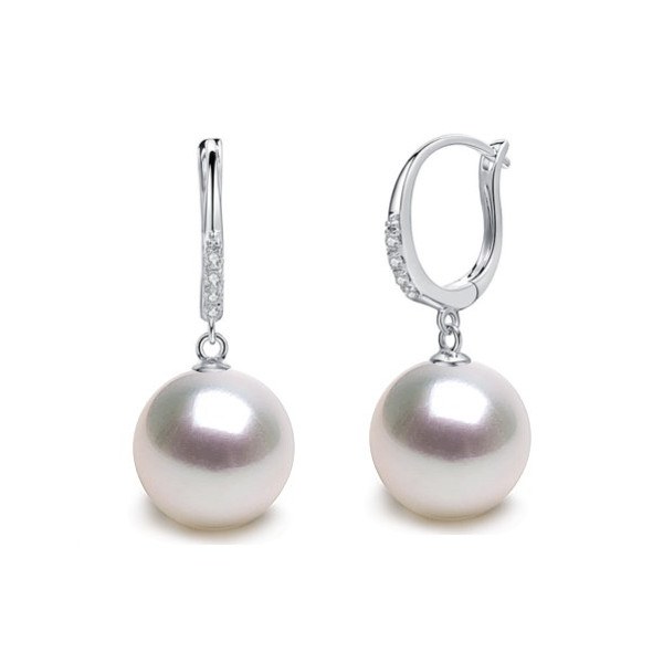 Orecchini in argento 925 zirconi e perle di Australiane bianche AAA