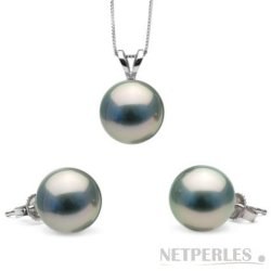 Parure 2 gioielli di perle di coltura di Tahiti a partire da 8-9 mm