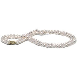 Collana doppio filo 43/45 cm Perle Akoya, 6-6.5 mm bianche AAA