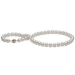 Collana di perle di coltura Akoya, 45 cm, 8-8,5 mm bianche AAA