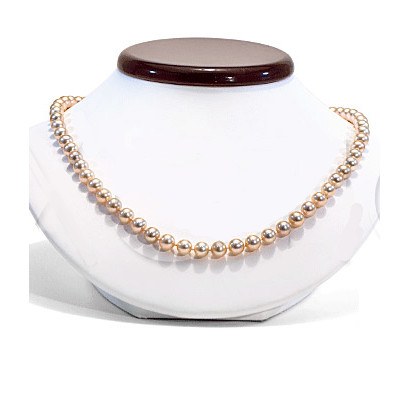 Collana 40 cm Perle d'Acqua Dolce rosa pesca riflessi metallici, AAA, 7-8 mm