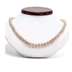 Collana 40 cm Perle d'Acqua Dolce rosa pesca riflessi metallici, AAA, 7-8 mm