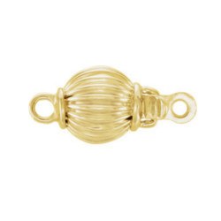 Fermaglio sferico 8 mm in oro giallo 18k striato per filo di perle