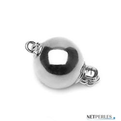 Fermaglio sferico 7 mm in oro bianco 18k liscio per filo di perle