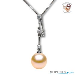 Pendente Oro 18k Diamanti Perla rosa pesca DOLCEHADAMA