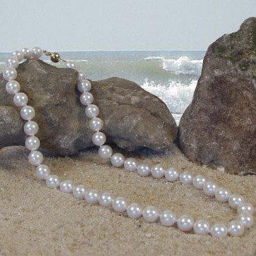 Collana di perle di coltura Akoya, 45 cm, 9-9,5 mm bianche AAA