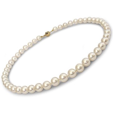 Collana di perle di coltura Akoya, 40 cm, 9-9,5 mm bianche AAA