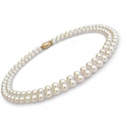 Collana doppio filo 43/45 cm di perle Akoya, 7-7.5 mm, bianche