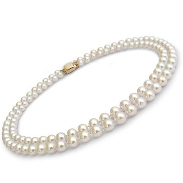 Collana doppio filo 43/45 cm di perle Akoya, 7-7.5 mm, bianche