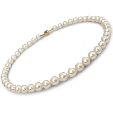 Collana di perle di coltura Akoya, 40 cm, 8,5-9 mm bianche AAA