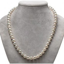 Collana 45 cm di perle d'acqua dolce da 7-8 mm bianche lustro metallico AAA