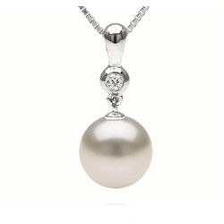  Pendente in oro 18k, diamante e perla Australiana Bianca AAA