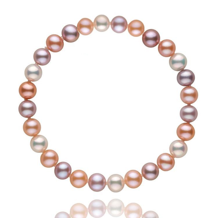 Braccialetto 18 cm di perle di coltura d'acqua dolce multicolori da 8-9 mm