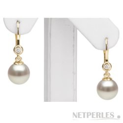 Orecchini di perle d'acqua dolce AAA in oro 14k con diamanti