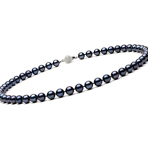 Collana di perle di coltura Akoya, 40 cm 7-7.5 mm nere AAA