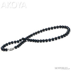 Collana di perle di coltura Akoya 45 cm, 5-5.5 mm nere AA+