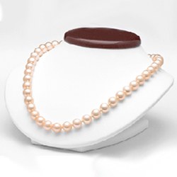 Collana 45 cm di perle d'acqua dolce 9-10 mm rosa pesca AA+ o AAA