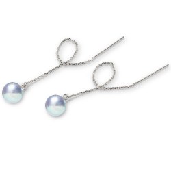 Orecchini in Argento 925 con Perle di coltura Akoya Blu argentate 8-8,5 mm AAA