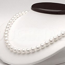 Collana 43 cm perle d'acqua dolce 7-8 mm bianche DOLCEHADAMA Oro Bianco 18k