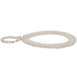 Collana sautoir 145 cm di perle d'acqua dolce bianche da 7-8 mm