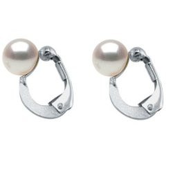 Orecchini a clips in Argento rodiato con perle d'acqua dolce AAA