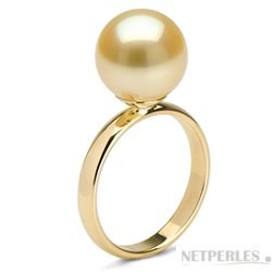 Anello in Oro 18k con perla filippina dorata qualità AAA