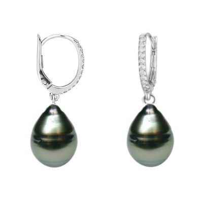 Orecchini in Argento 925 con perle barocche di Tahiti e zirconi