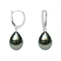 Orecchini in Argento 925 con perle barocche di Tahiti e zirconi