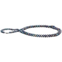 Collana lunga 90 cm di perle d'acqua dolce nere da 6-7 mm